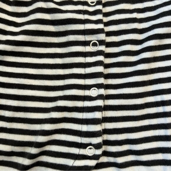 Hanna Andersson Baby Layette Footed Sleeper Ecru Soft Black Striped - Picture 3 of 6